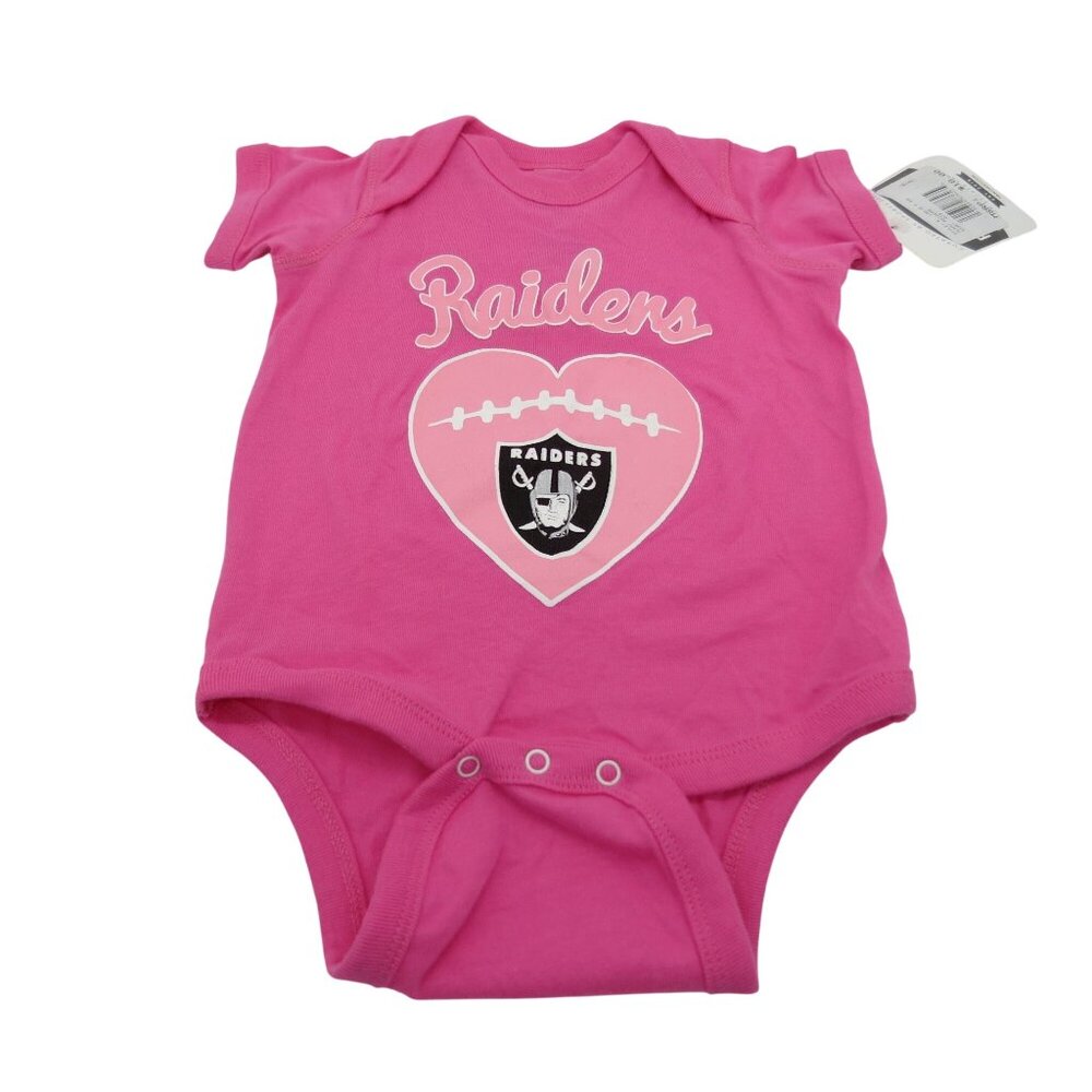 NFL Las Vegas Raiders Baby Pink Heart Logo Bodysuit 18M Creeper One Piece